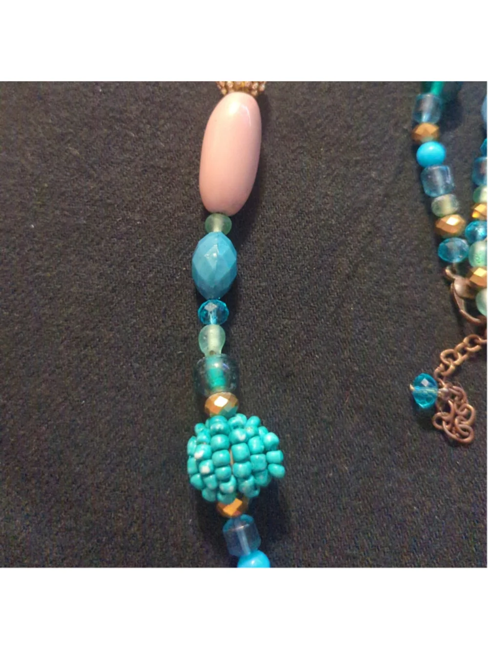 Blue Yellow Red Multi Color Beaded Chunky Long Statement Necklace